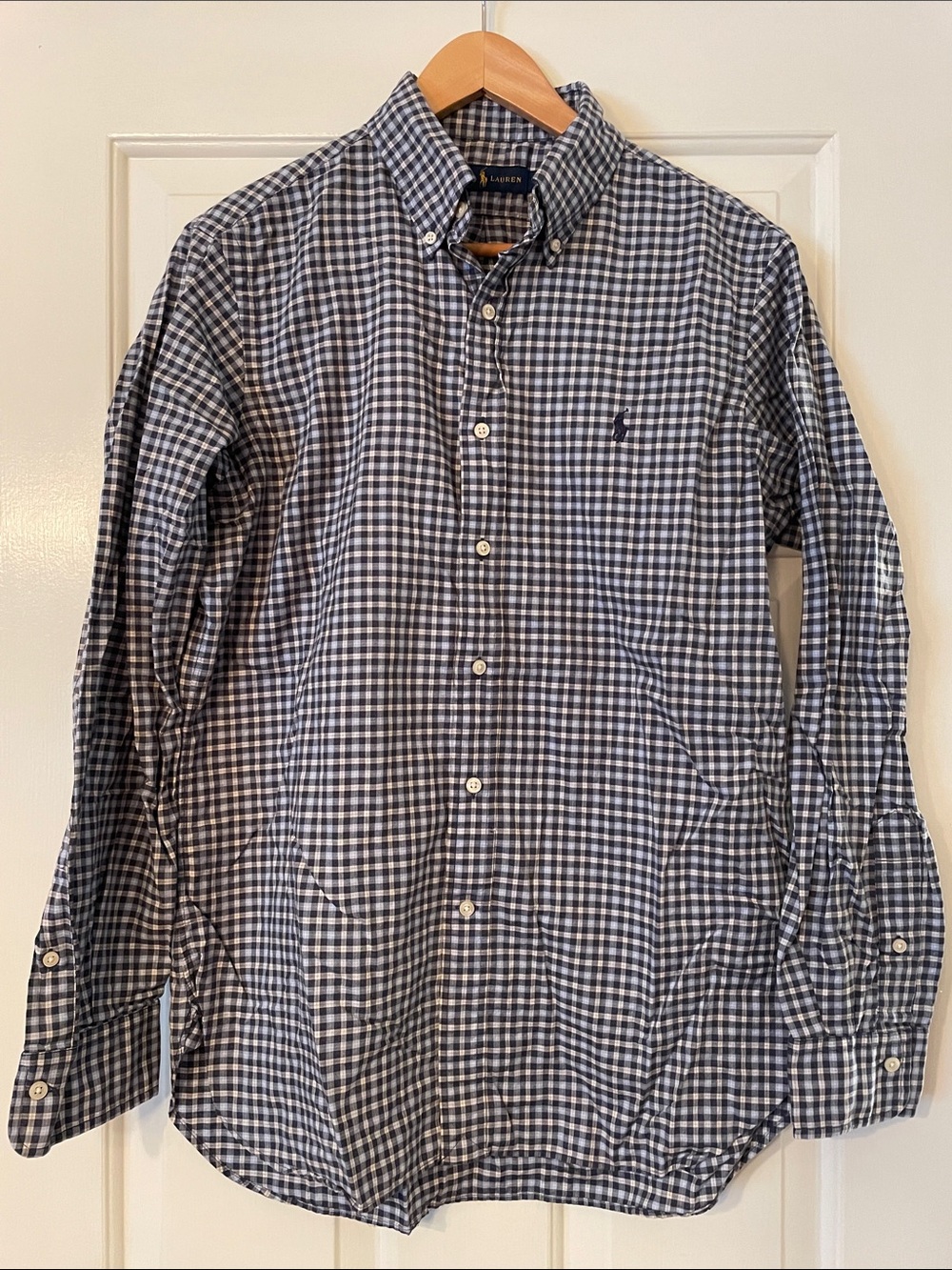 Ralph Lauren Navy & White Gingham Button-Down Shirt
